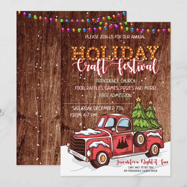 Joyeux Noël Bois Artisanat Festival Invitation (Devant / Derrière)