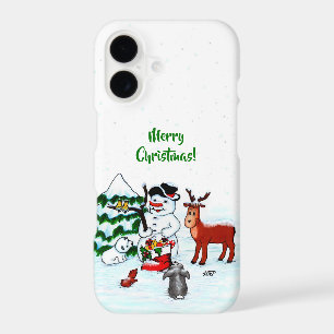 Joyeux Noël ! Bonhomme de neige avec des amis
