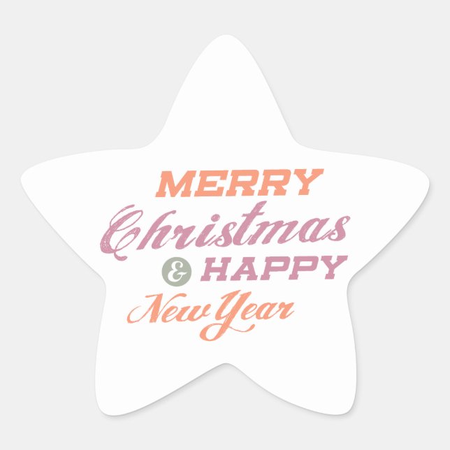 Joyeux Noël Bonne année Stickers Star (Devant)
