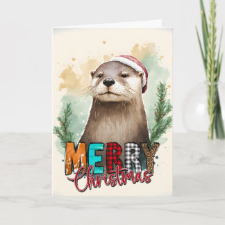 Joyeux Noël Bonne carte Père Noël Otter