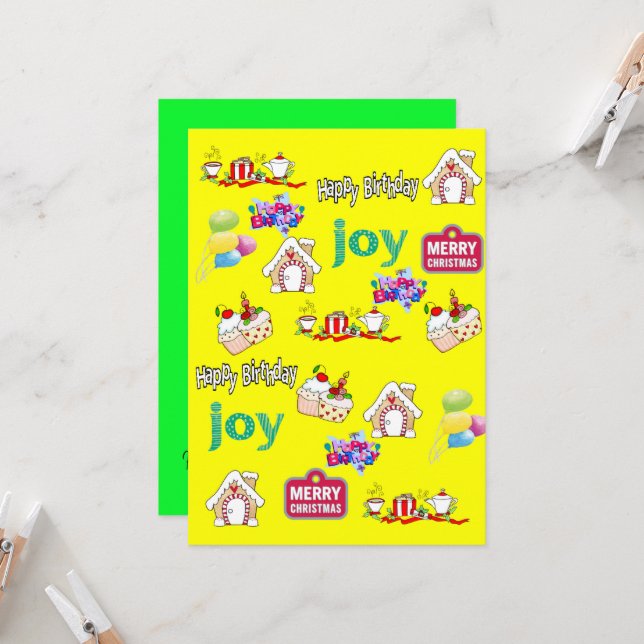 Joyeux Noël Bonne Invitation Anniversaire (Devant/Arrière en situation)