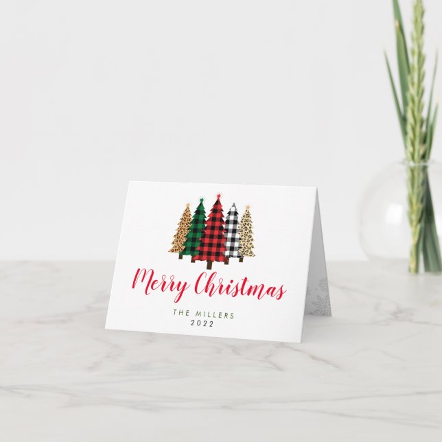 Joyeux Noël Buffalo Plaid Carte de vacances (Devant)