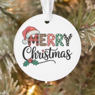 Joyeux Noël Buffalo Plaid Chapeau de Père Noël Amo