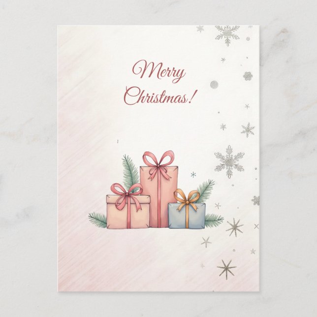 Joyeux Noël! Cadeaux de Noël,С carte de Noël. (Devant)