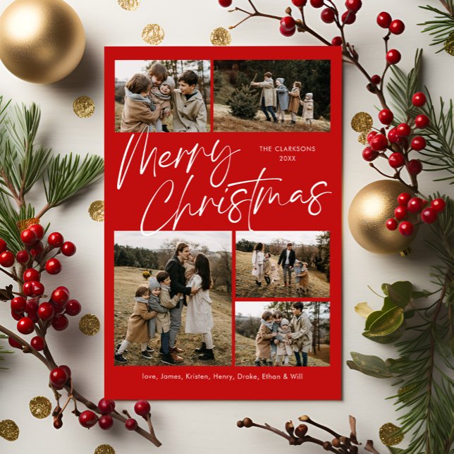 Joyeux Noël Calligraphie Photo Carte magnétique (Créateur téléchargé)