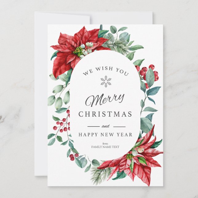Joyeux Noël Carte cadre poinsettia (Devant)