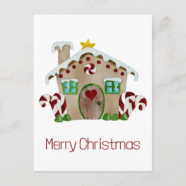 Joyeux Noël Carte de la maison en pain d'épices (Devant)