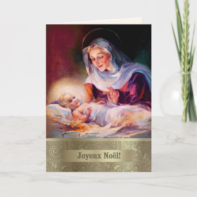 Joyeux Noël. Carte de Noël en beaux-arts en frança (Devant)