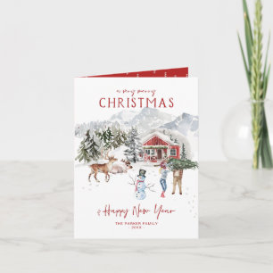 Joyeux Noël Carte de vacances de cabane rustique
