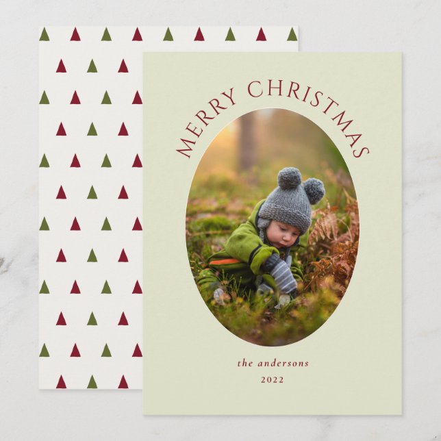Joyeux Noël Carte de vacances photo verte (Devant / Derrière)