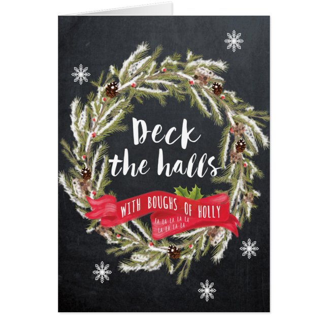 Joyeux Noël carte de voeux Deck the Halls saint (Devant)