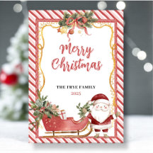 Joyeux Noël Carte de Vœux Plate Fête Père Noël Tra