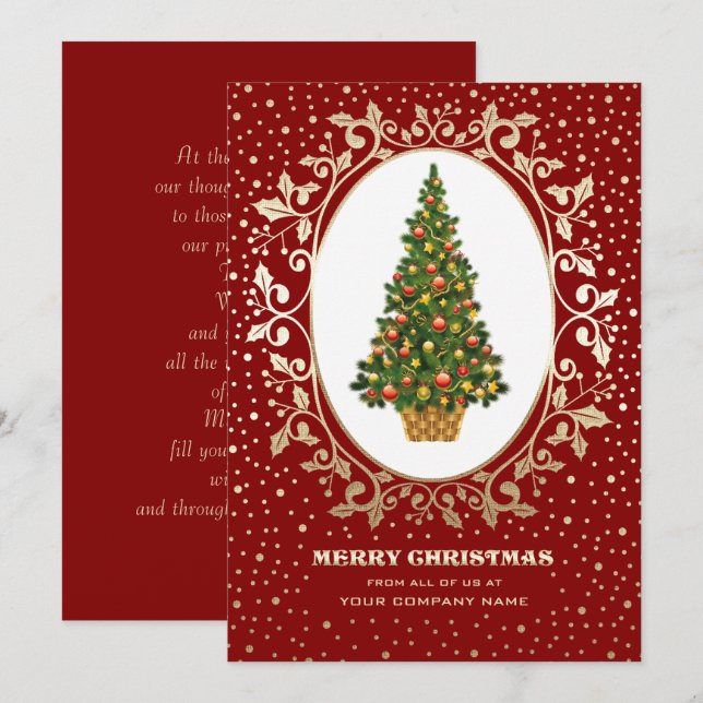 Joyeux Noël. Carte d'entreprise Christmas Tree (Devant / Derrière)