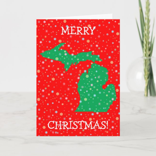 Joyeux Noël Carte des flocons de neige du Michigan (Devant)