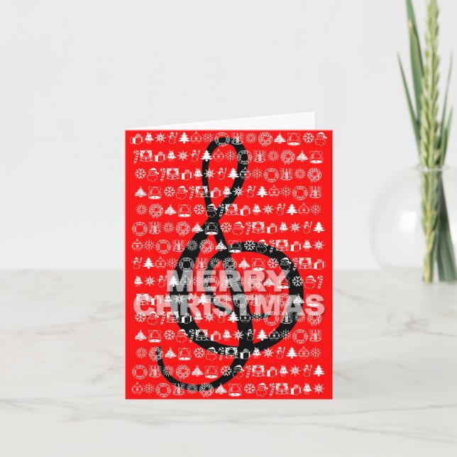 Joyeux Noël Carte G Clef Music Note Rouge (Devant)