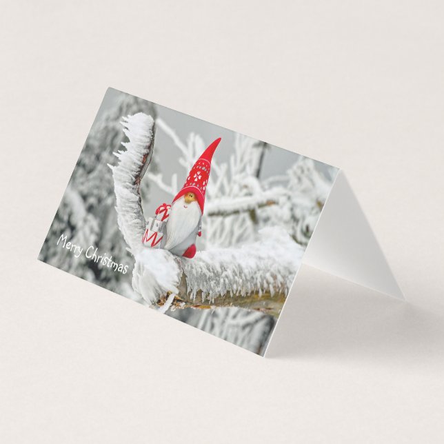 Joyeux Noël Carte Gnome Casquette rouge (Front)