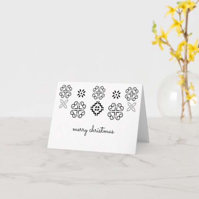 JOYEUX NOËL | Carte inspirée Hmong (Fleur jaune)
