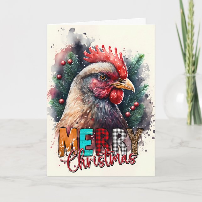 Joyeux Noël Carte Père Noël Poulet (Devant)