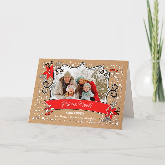 Joyeux Noël. Carte photo de Noël en français (Devant)