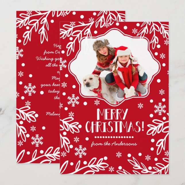 Joyeux Noël. Carte photo plat de Noël personnalisé (Devant / Derrière)