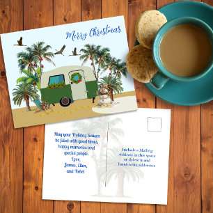 Joyeux Noël Carte Postale de Camping Tropical