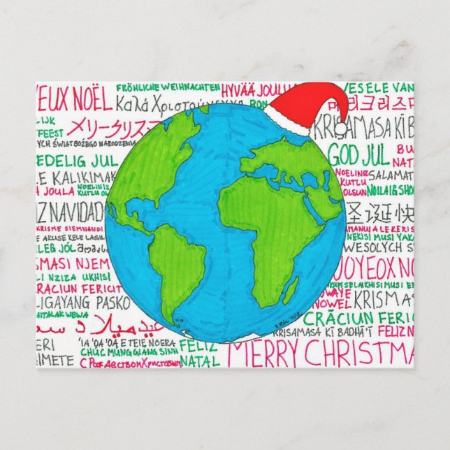 Joyeux Noël, carte postale des langues du monde (Devant)