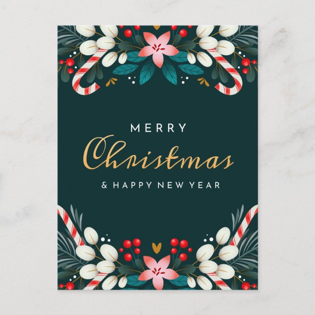 JOYEUX NOËL | Carte postale florale de vacances (Devant)
