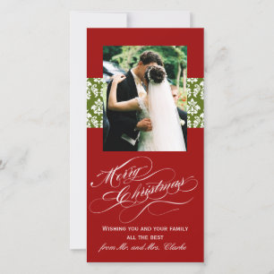 Joyeux Noël Cartes photos vert Damas