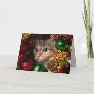 Joyeux Noël Chat Famille de quatre pages Carte