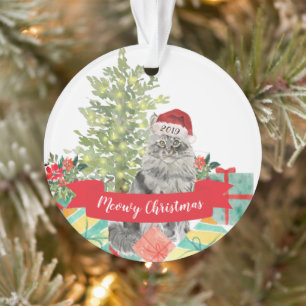 Joyeux Noël chat Maine Coon Meowy