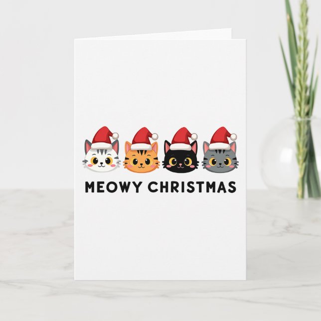 Joyeux Noël chat pun drôle carte de vacances (Devant)