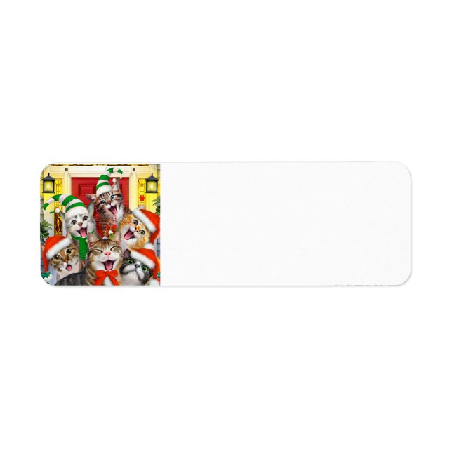 Joyeux Noël Chats étiquette de adresse de vacances (Devant)