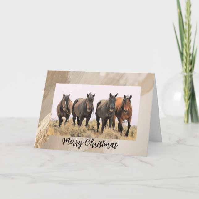 Joyeux Noël Cheval sauvage Carte de vacances (Devant)