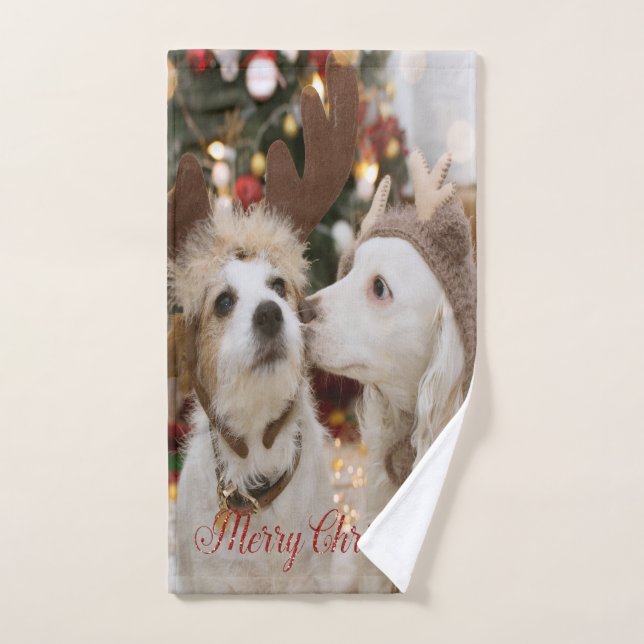 Joyeux Noël, Chiens Amoureux (Serviette à main)