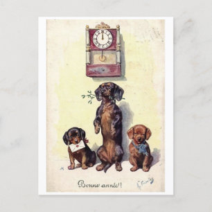 Joyeux Noël chiens Teckel Postcard