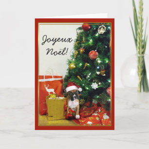 Joyeux Noël Christmas Boxer Dog greeting card