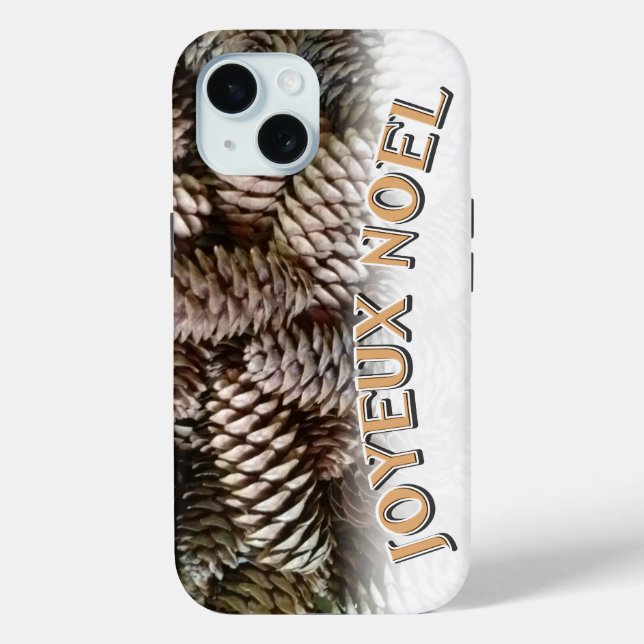 Joyeux Noel Christmas Holiday Pine Cone Case-Mate iPhone Case (Back)