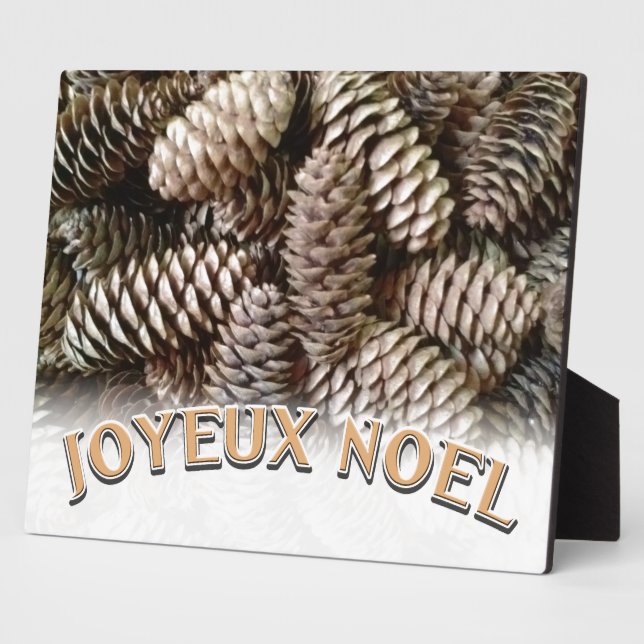 Joyeux Noel Christmas Holiday Pine Cone Plaque (Side)