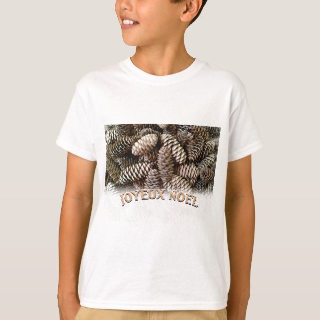 Joyeux Noel Christmas Holiday Pine Cone T-Shirt (Front)