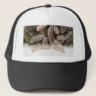 Joyeux Noel Christmas Holiday Pine Cone Trucker Hat