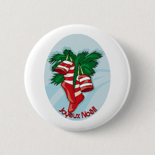Joyeux Noel Christmas Stockings 2 Inch Round Button