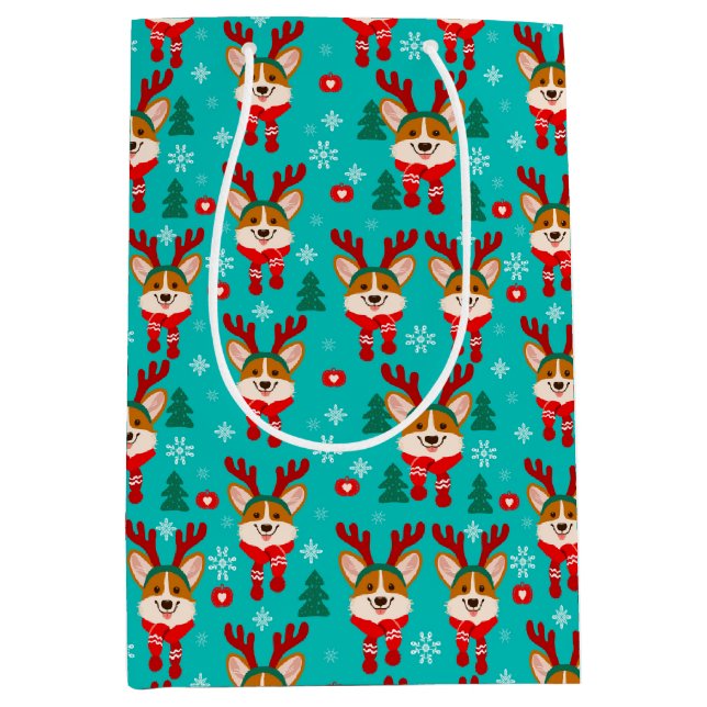 Joyeux Noël Corgi chien sac cadeau (Devant)