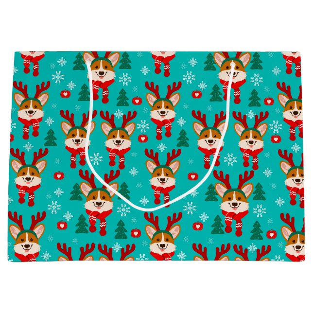 Joyeux Noël Corgi chien sac cadeau (Devant)