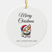 Joyeux Noël corgi ornement céramique