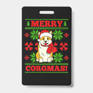 Joyeux Noël Corgmas Corgi Dog Badge