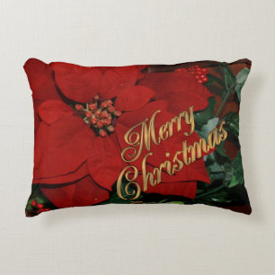 Joyeux Noël Coussin poinsettias