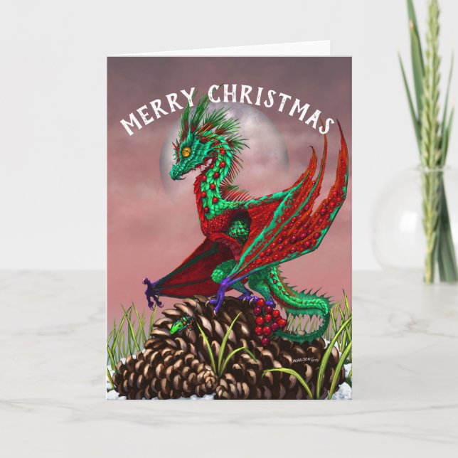 Joyeux Noël Cranberry Dragon carte de voeux (Devant)