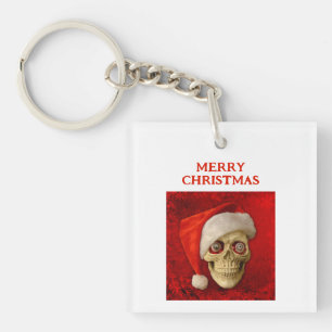 Joyeux Noël. Crâne portant un chapeau de Père Noël