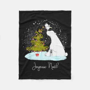 Joyeux Noël - Cute Lar Bear Penguin Christmas  Fleece Blanket