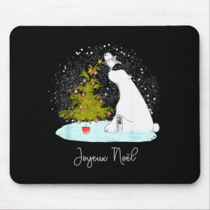 Joyeux Noël - Cute Lar Bear Penguin Christmas Mouse Pad